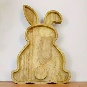 HAND MADE Wooden Bunny Shaped Tray NWT